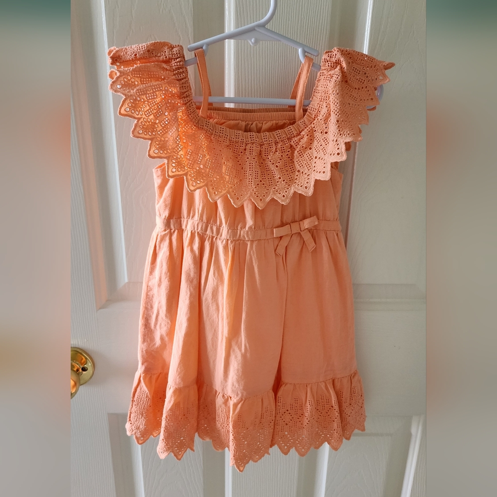 Janie and Jack peach toddler girl dress 12-18 mo
